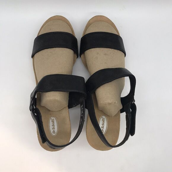 Dr. Scholl's Brazin Wedge Heel Sandals Women's 10M Black Vegan Slingback Shoes - Picture 6 of 9